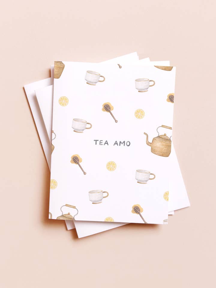 Tea Amo — Spanish Pun Love Card for wholesale by Amy Zhang