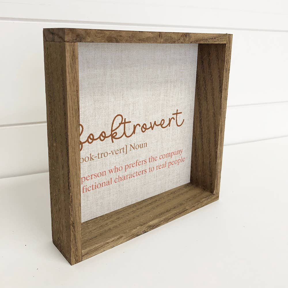 Hangout Home - Wholesale Sign - Booktrovert Definition - Funny Book Word Sign - Wood Framed1