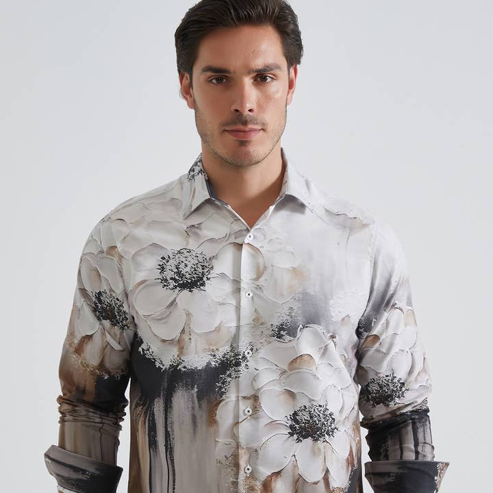 Camisa con estampado de corte cómodo para venta al por mayor de Yves Enzo