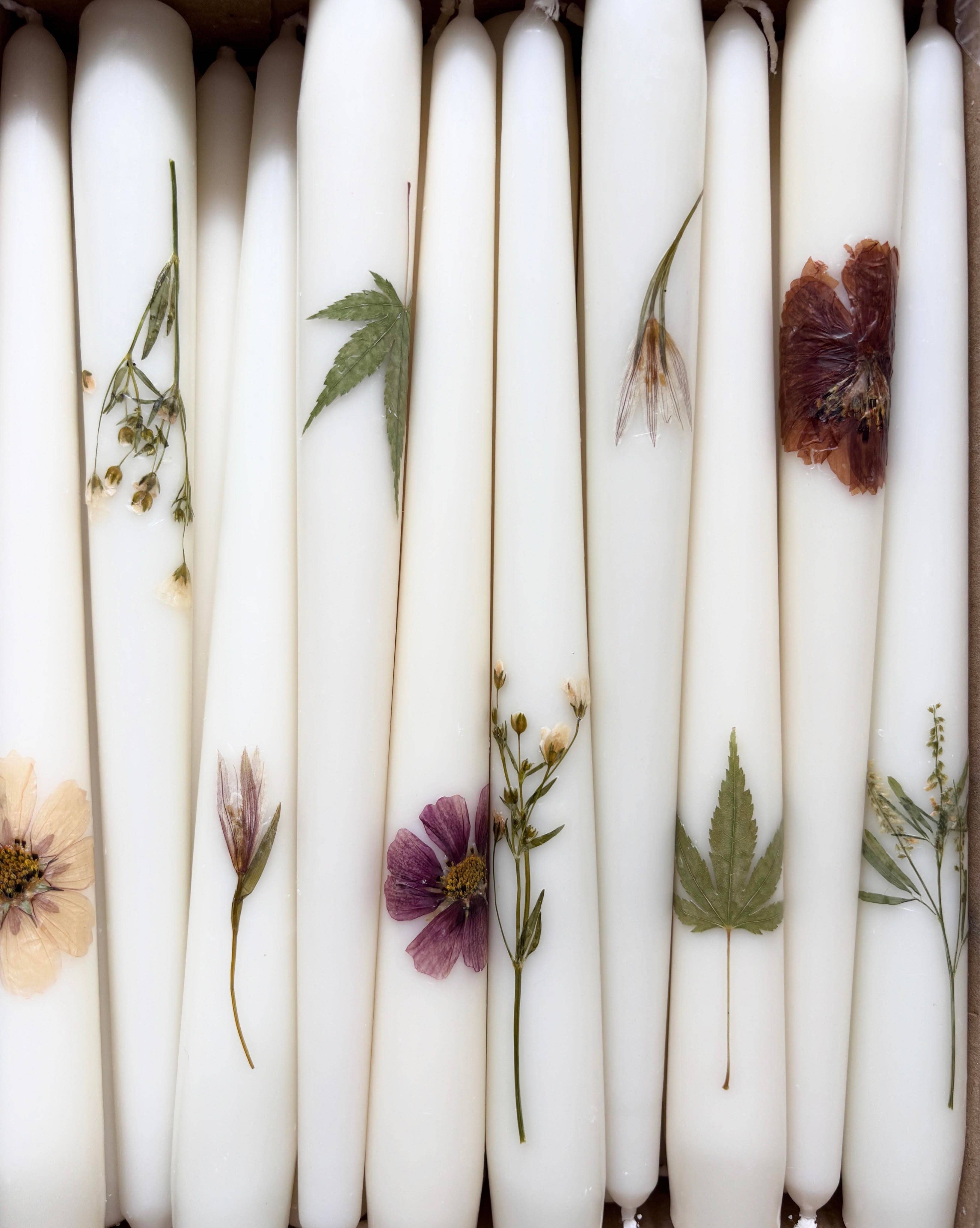 Pressed Petals by Molly - Wholesale Tapered Candle/Candlestick - Pressed Wildflower Taper Candles3