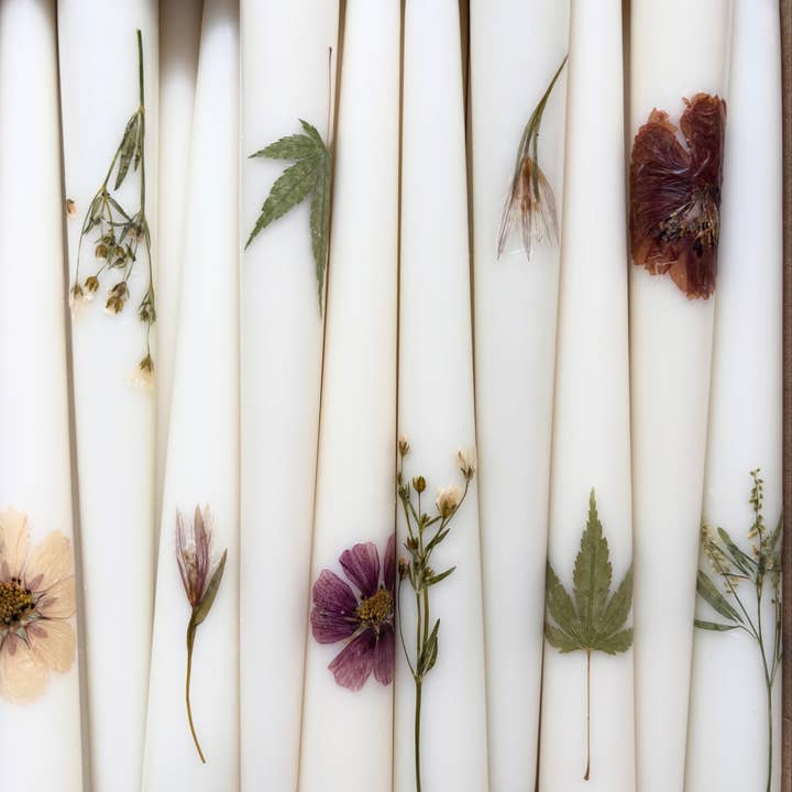 Pressed Petals by Molly - Wholesale Tapered Candle/Candlestick - Pressed Wildflower Taper Candles3