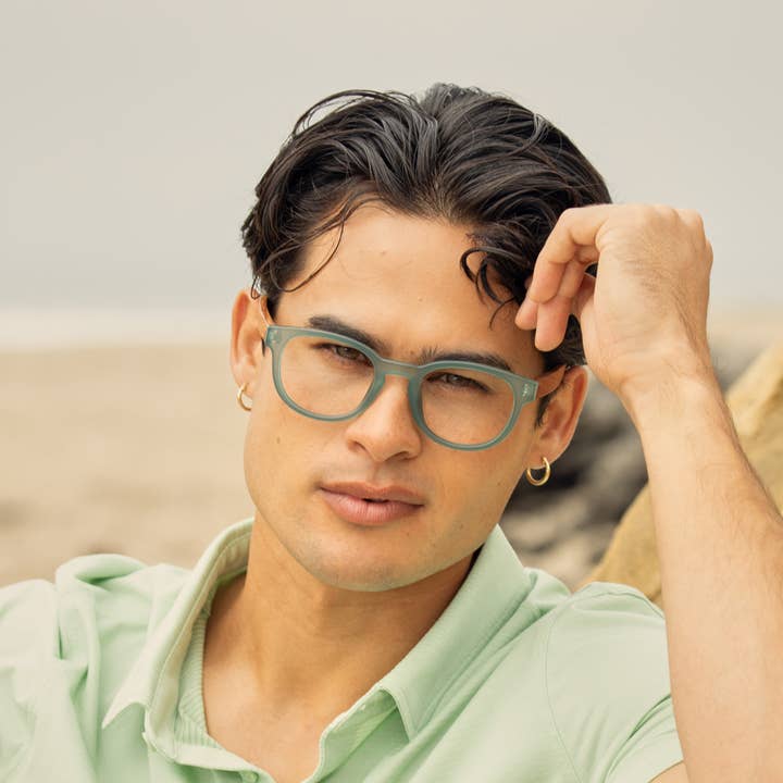 Blue Planet Eco-Eyewear - Wholesale Eyeglasses - Unisex - BP20232 - Arden- Matte Aqua / Walnut Wood /Blue Light Filter1