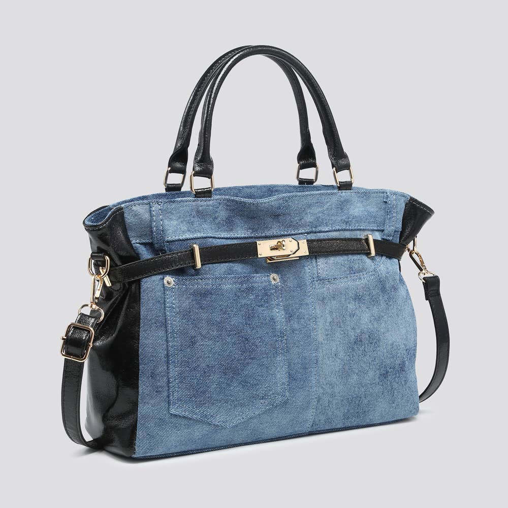 BLEU Sac fourre-tout en denim 25032 en vente sur Faire3