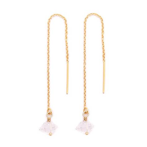 gold & gray - Wholesale Dangle Earrings - Herkimer Threaders Earring0