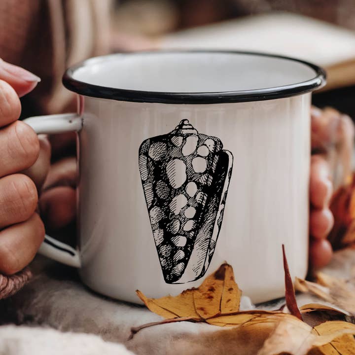 Seashell Ceramic Mug Speckled Cream 13oz for wholesale by SEA + SHELL