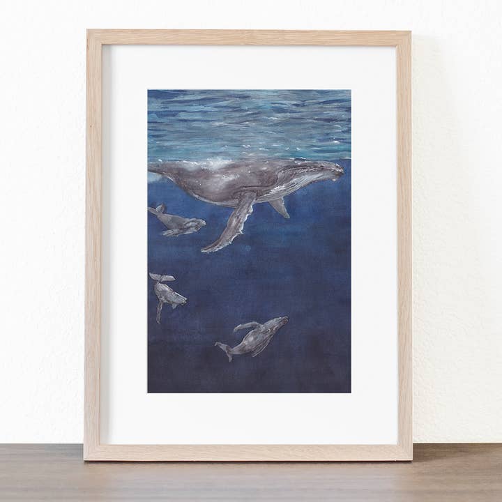 Humpback Whales Giclee Print, Wall Art Decor, Watercolor for wholesale by Joy Neasley Studios