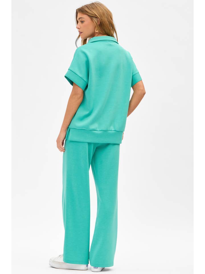Dear Scarlett - Wholesale Lounge Set - Women's - Short Sleeve Quarter Zip + Pants Modal Set TRVSET-CATALINA