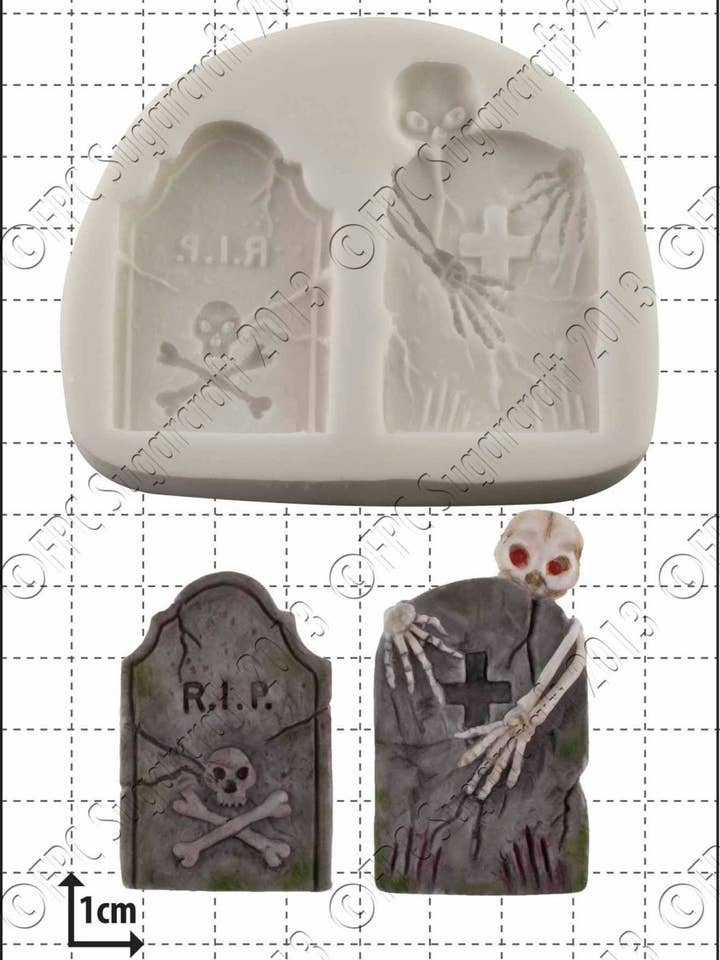 Halloween silikonform (mögel) - 'Gravstenar' av FPC Sugar för wholesale av FPC Sugarcraft