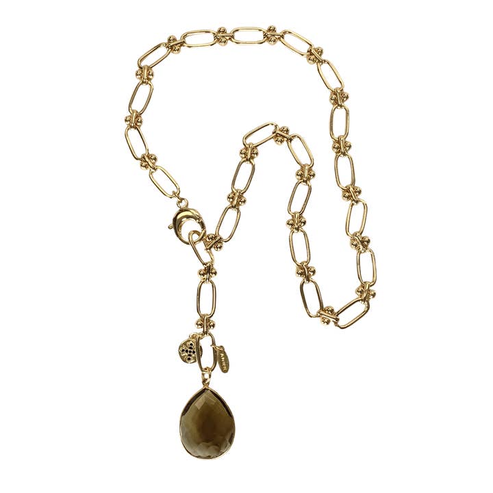 Colar Ajustável de Quartzo Fumê por atacado de ADMK Jewelry