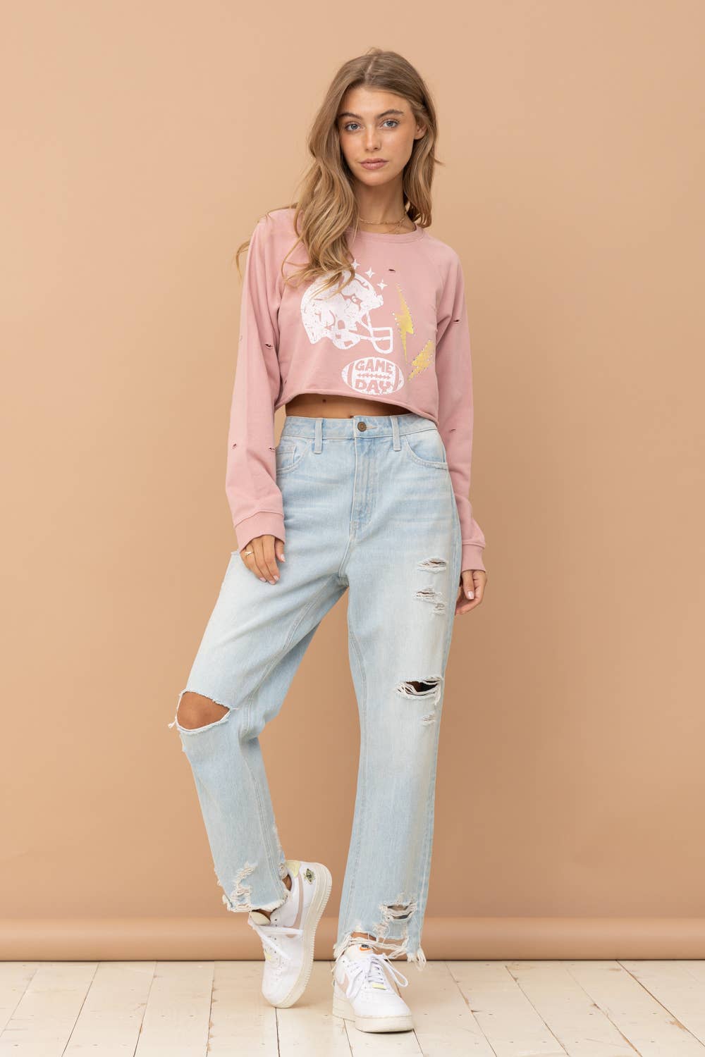 Blue B – Engroshandel Grafisk Sweatshirt - Dame – 32315T - Fransk Terry afgrøde spil dag besat sweatshirt4