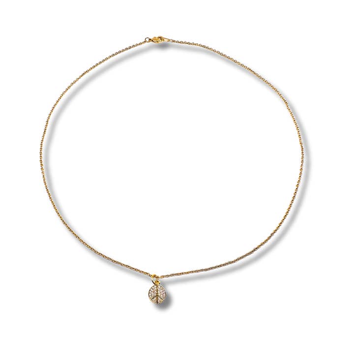 Hoping for Peace Pavé Peace Sign Necklace for wholesale by Alisa Michelle Designs Inc.