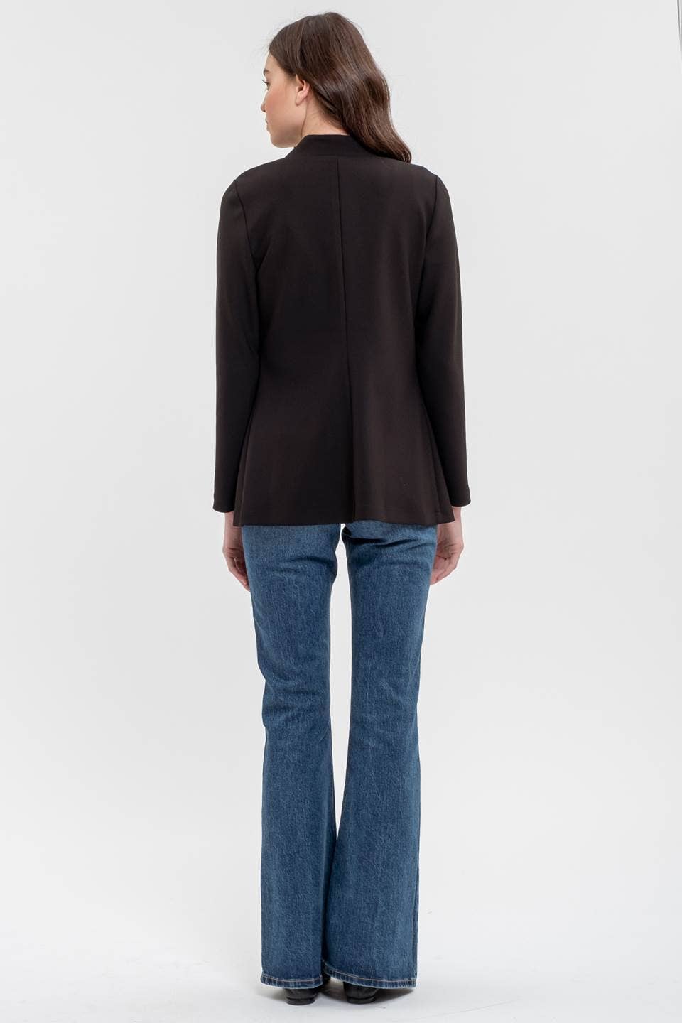 Blu Pepper - Wholesale Blazer - Women's - NOTCH COLLAR LONG SLEEVE LONG LINE BLAZER12