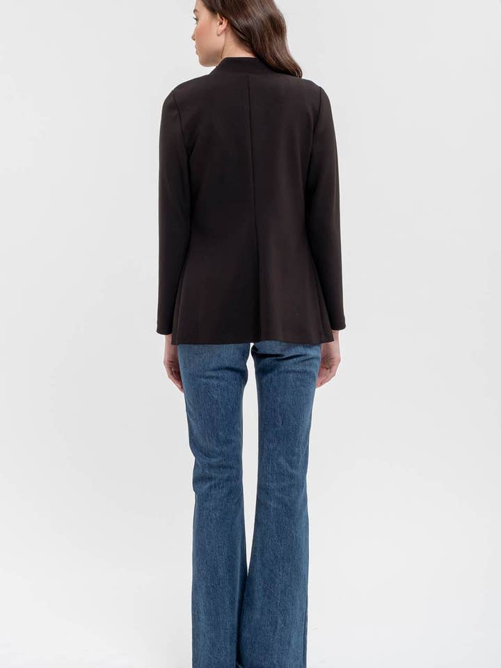 Blu Pepper - Wholesale Blazer - Women's - NOTCH COLLAR LONG SLEEVE LONG LINE BLAZER12