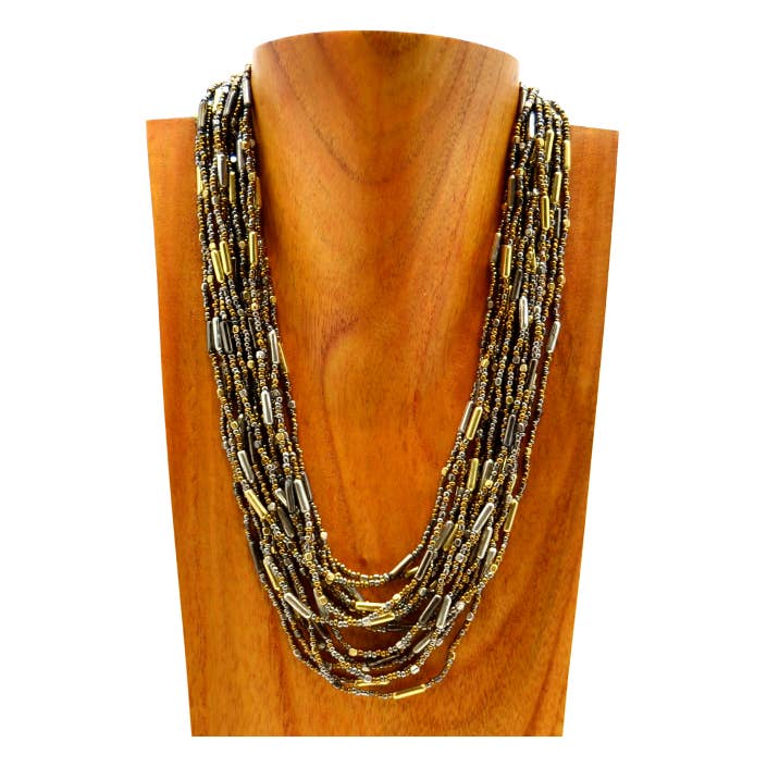 Metall pärla & Tube kedja kaskad halsband i mässing för wholesale av Erik & Mike