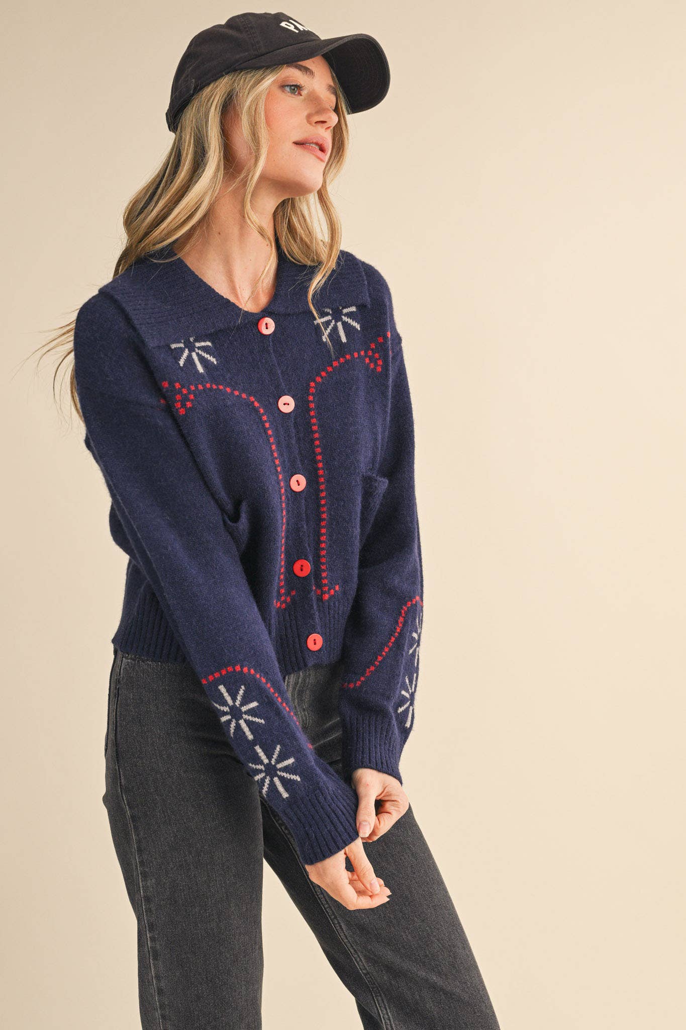 &MERCI - Wholesale Cardigan - Women's - WESTERN DESIGN SWEATER CARDIGAN MSW1121730