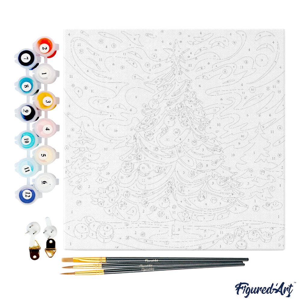Figured'Art - Wholesale DIY Craft Kit - Mini Paint by numbers Abstract Christmas Tree already framed3