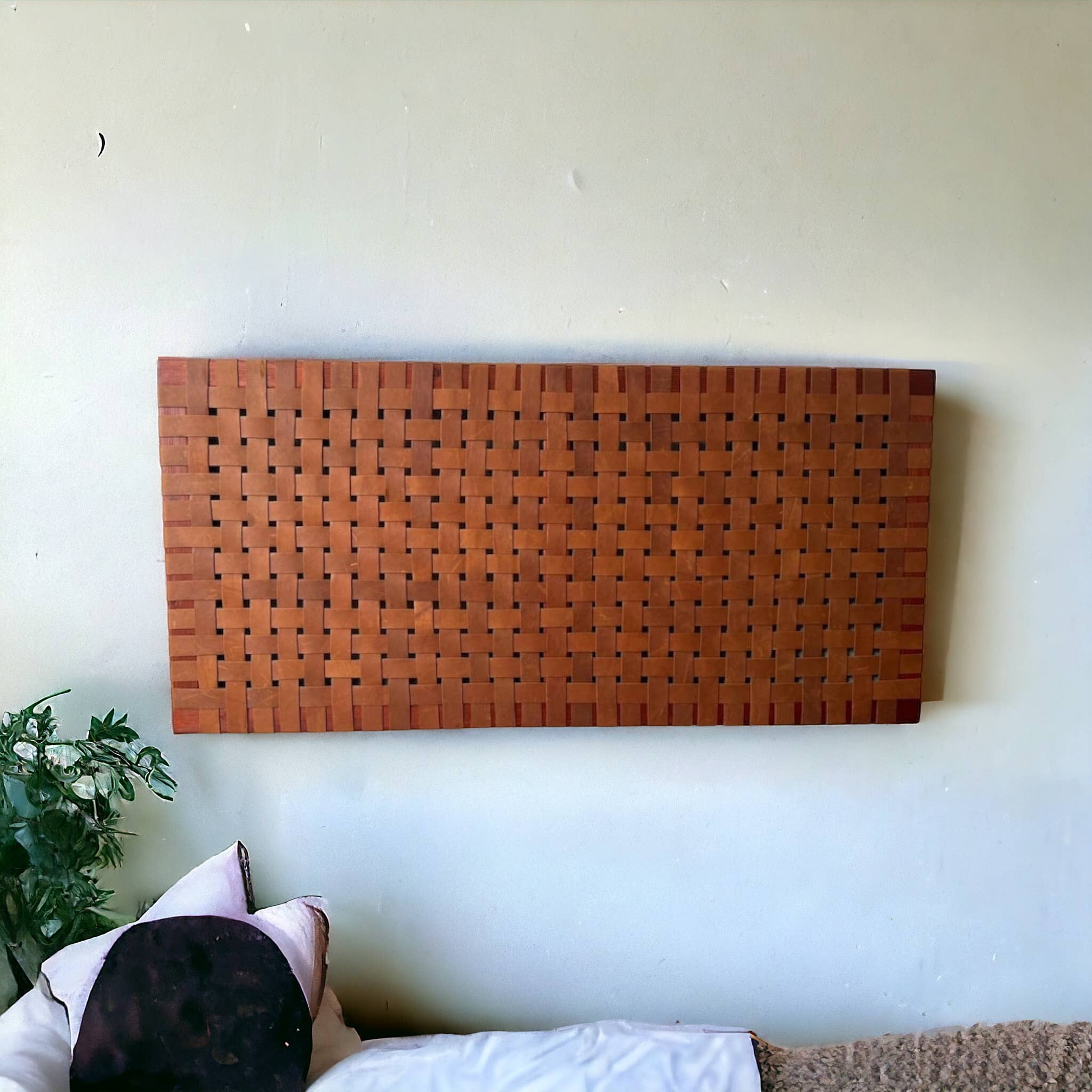 BohoVibeCraft - Vente Tête de lit - Tête de lit en cuir tressé marocain, naturellement élégante4