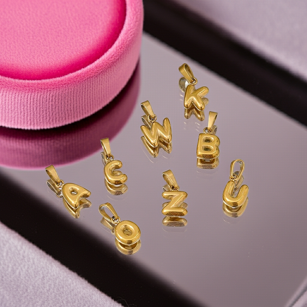 Deep South Originals Inc. - Wholesale Individual Charm/Pendant - 18k Stainless Steel Bubble Letter Charms 6mm1