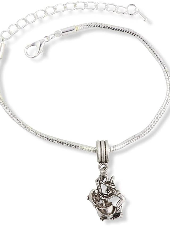 Emerald Park Jewelry Witch and Cauldron Witch Brew Snake Chain Charm Bracelet for wholesale by Dave The Bunny