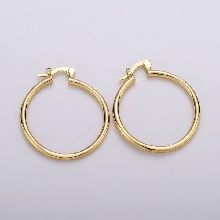 Aim Eternal – wholesale Hoop earrings – Tube Hoops Gold, 30mm Gold Hoops, Large Gold Hoop Earrings, Hollow Hoop Earrings, Chunky Hoops, Light Hoops for Every Day Wear Q-2290