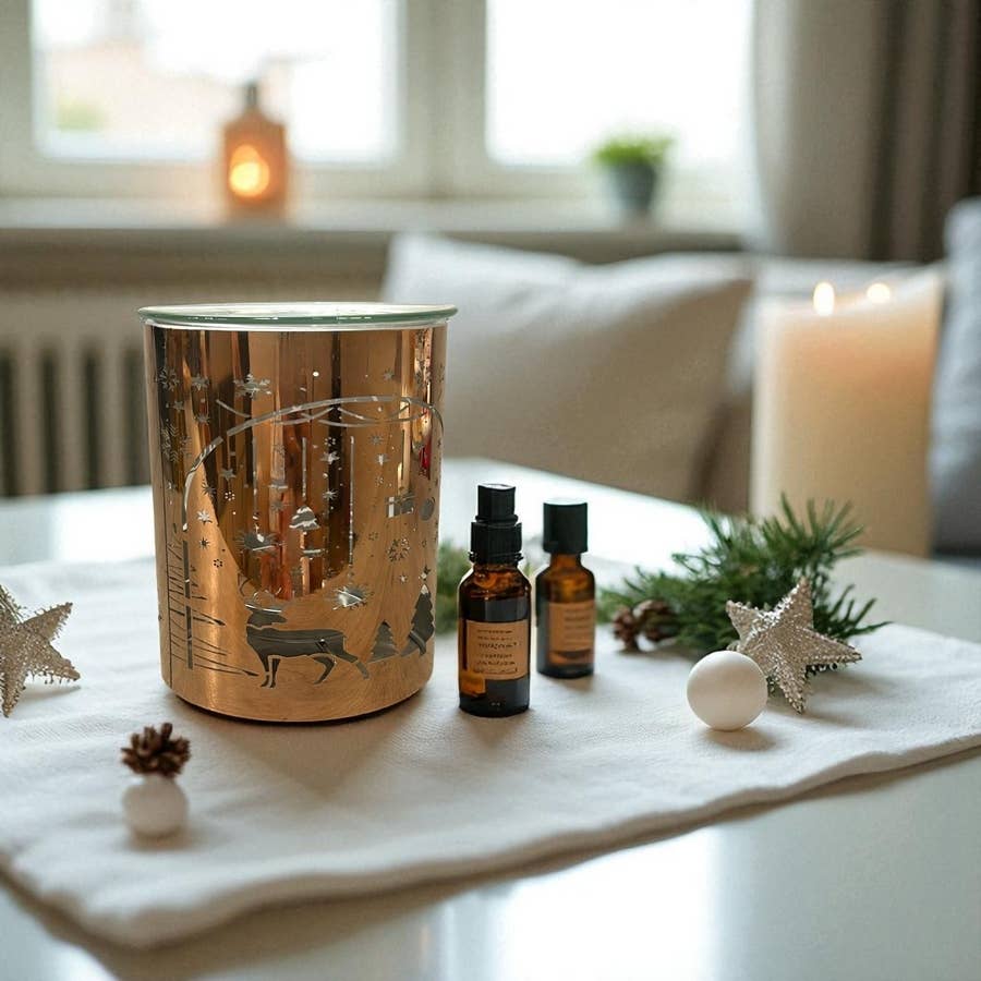 Zen'Arôme - Vendita all'ingrosso Scaldaolio - Brucia-profumo in metallo ramato – Arco di Natale laser6