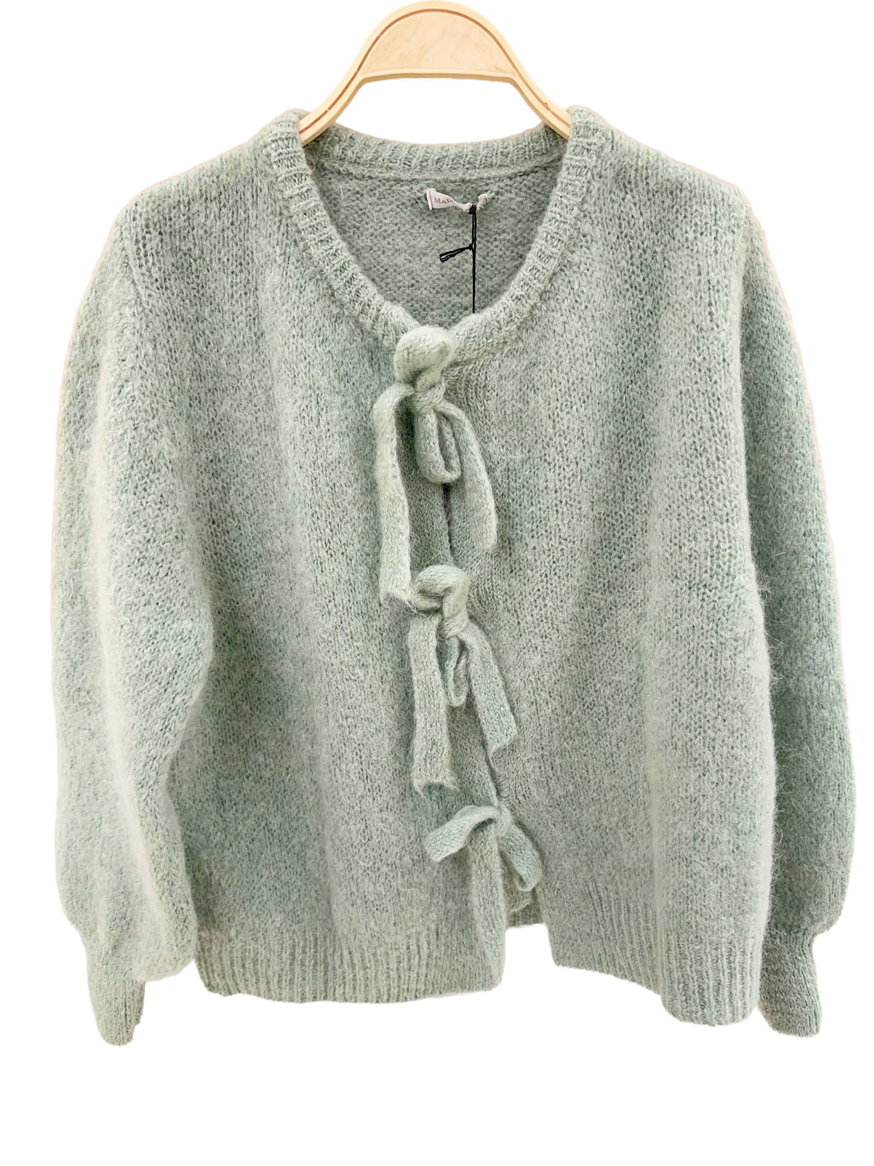 Orice – Cardigan - Mulher por atacado – Cardigã de tricô em lã mohair com laço - Orice10