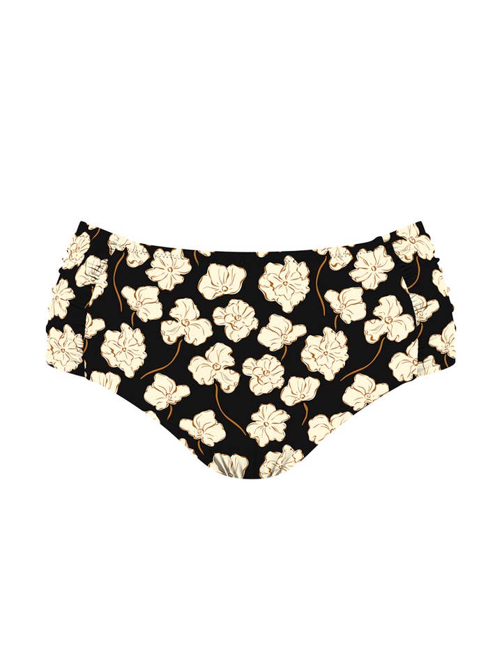 Chlamys Varia Runched side Bikini Bottom-Midnight Peony for wholesale by Chlamys Varia by MrMiss