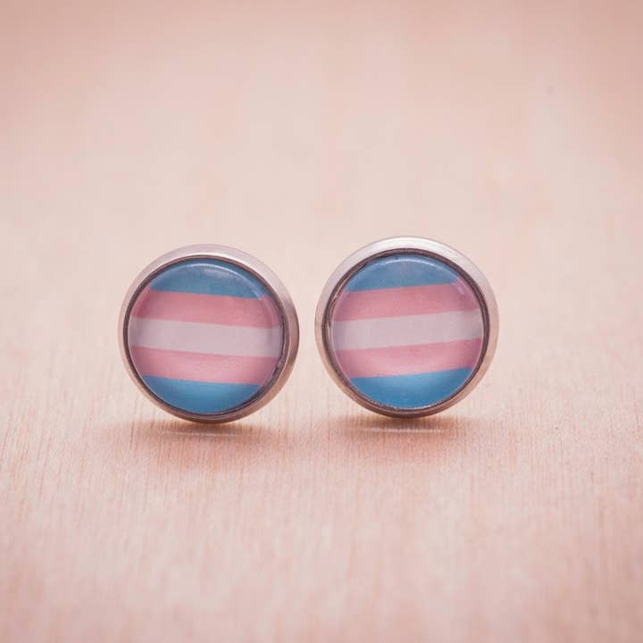 Crafty Queer Studio - Wholesale Stud/Post Earrings - Transgender flag pride LGBTQ+ earrings - stud or dangle2