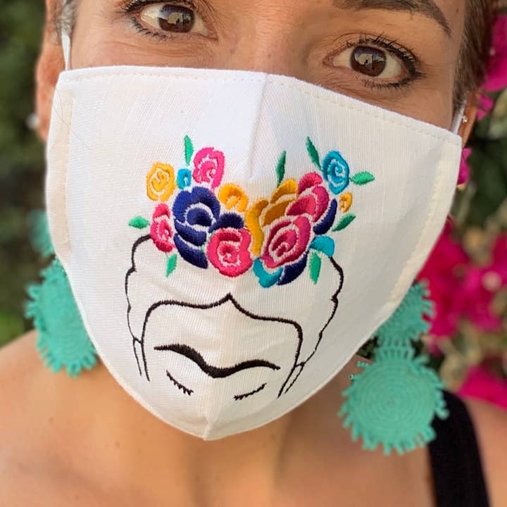 Frida Kahlo Embroidered Face Mask with Filter Pocket for wholesale by Lumily