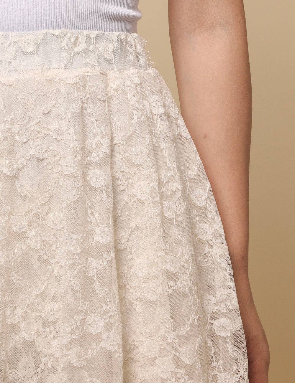 Sweetkama - Vente Jupe – femme - Jupe mi-longue en dentelle florale de couleur unie pour femmes SKS480112