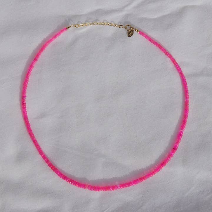 Collar completo de ópalo rosa neón para venta al por mayor de Imi jewelry