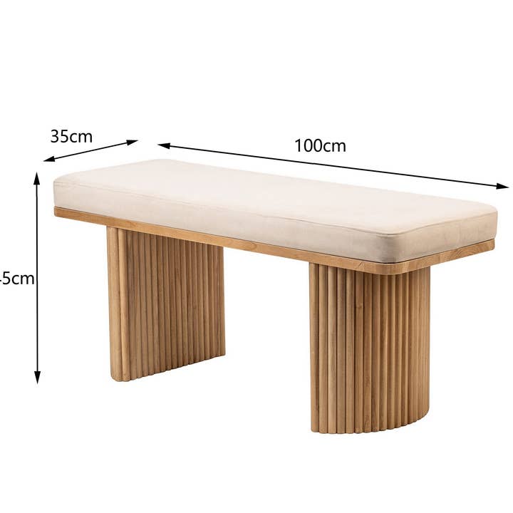 Nordlys - Wholesale Bench - PIREUS Solid Wood and Beige Velvet Bench5