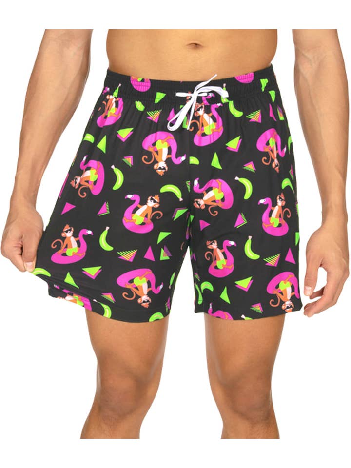 Tipsy Elves - Wholesale Swim Shorts - Men's - Monkey Business Stretch Swim Trunks - Men's Fun Bathing Suit