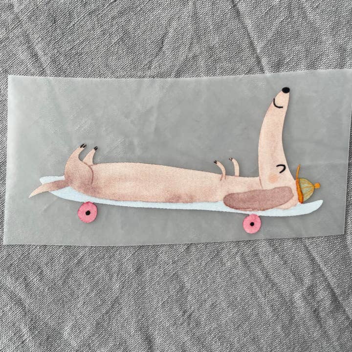Dachshund on skateboard for wholesale by Hannahs Firlefanz