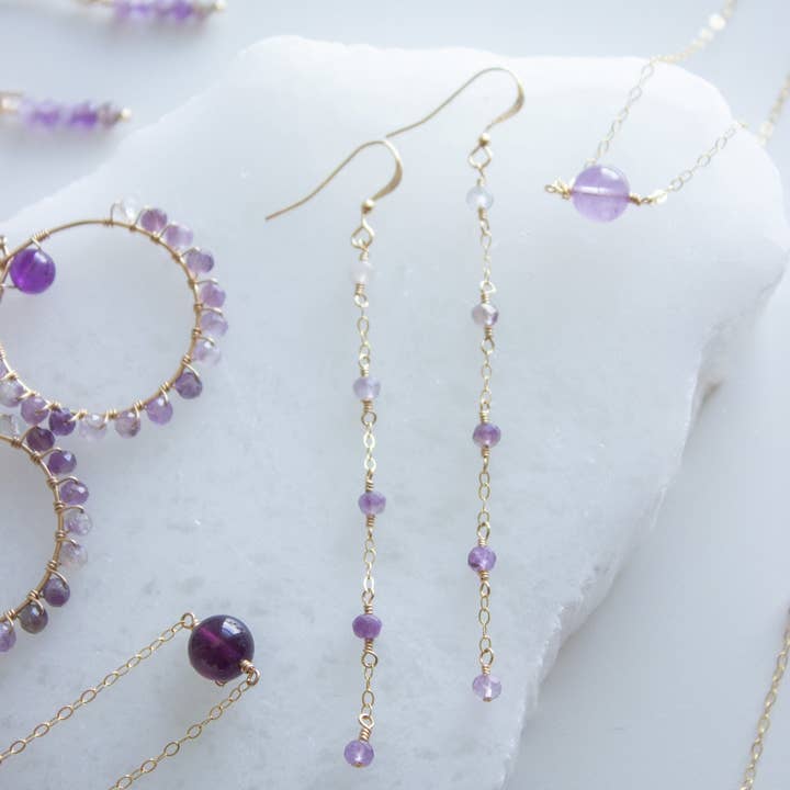 Cascading Amethyst Earrings for wholesale by Hope Noel Jewelry