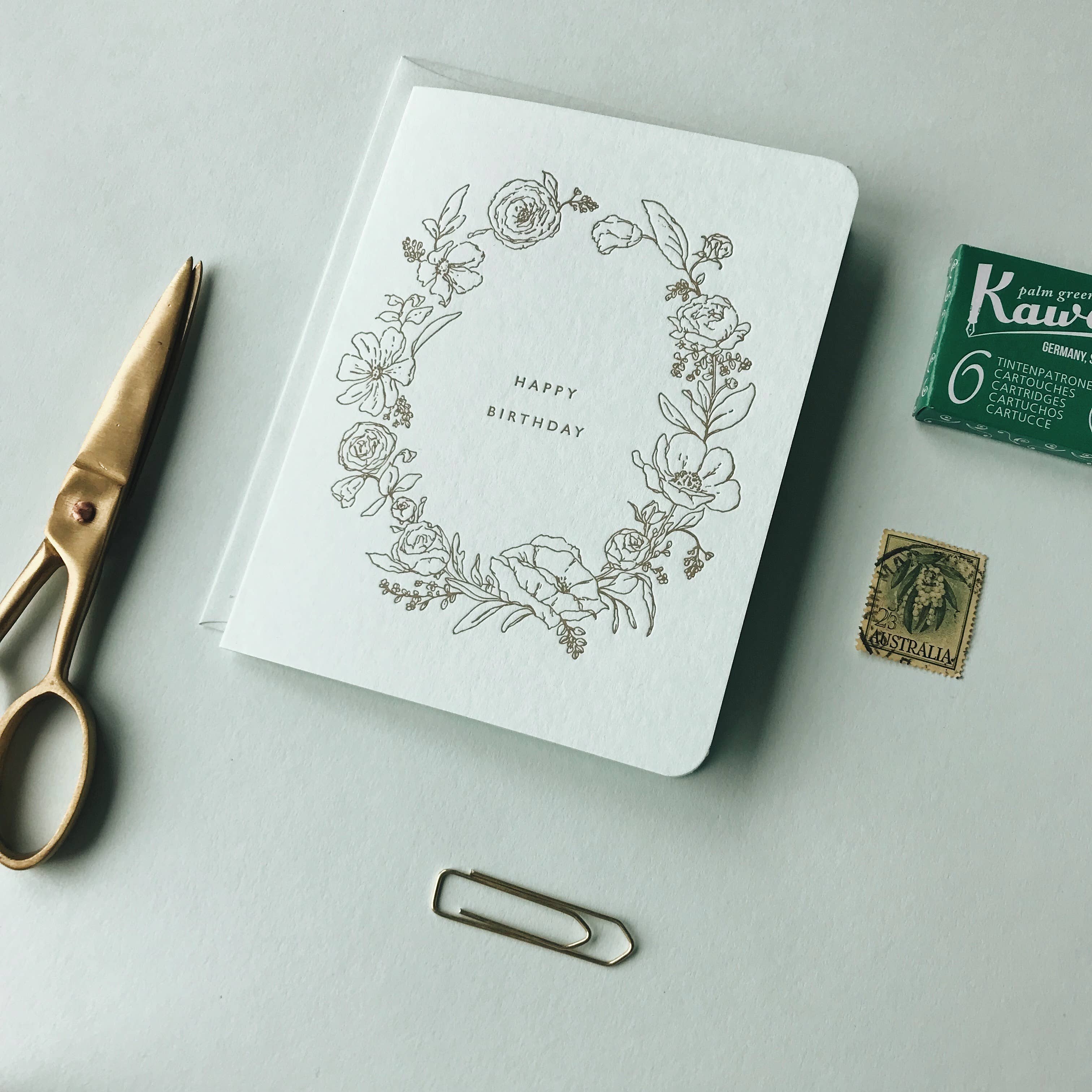 Annie Brougham Paper Goods. – wholesale Birthday card – Floral Letterpress Happy Birthday3