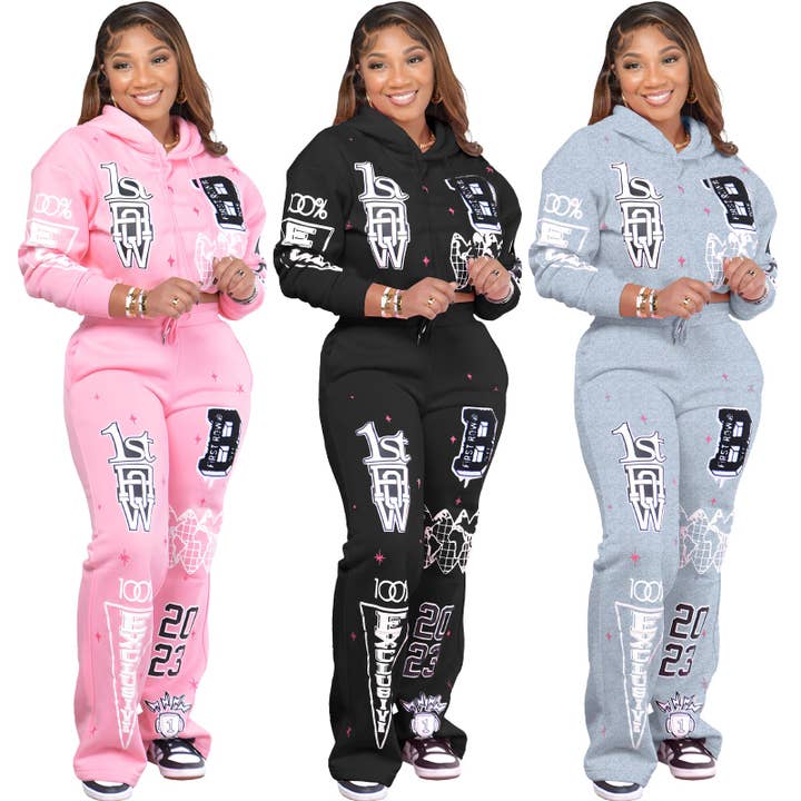 MB Fashion Wholesale - Wholesale Lounge Set - Women's - MB FASHION PRINT BRIGHT FUTURE JOGGER SET 3746LY COMING SOON