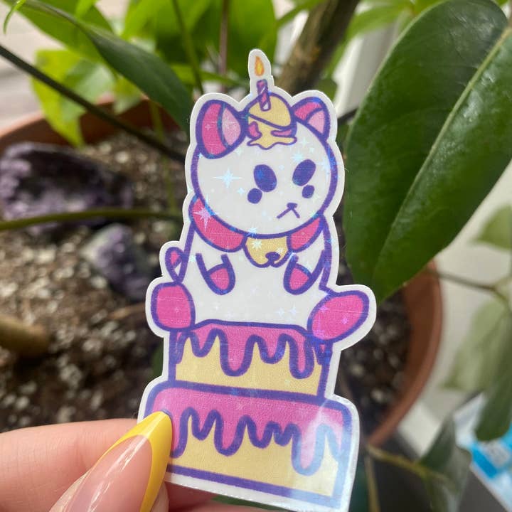 Puppycat Birthday Cake Inspired Sticker for wholesale by MysticalToastArt