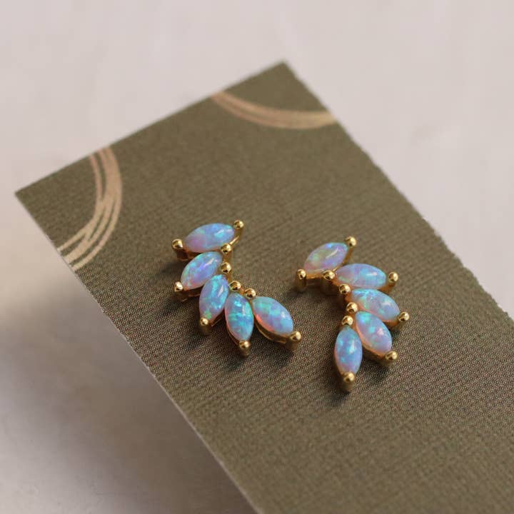 Silk Purse, Sow's Ear - Wholesale Stud/Post Earrings - Gold Vermeil Opal Wing Stud Earrings