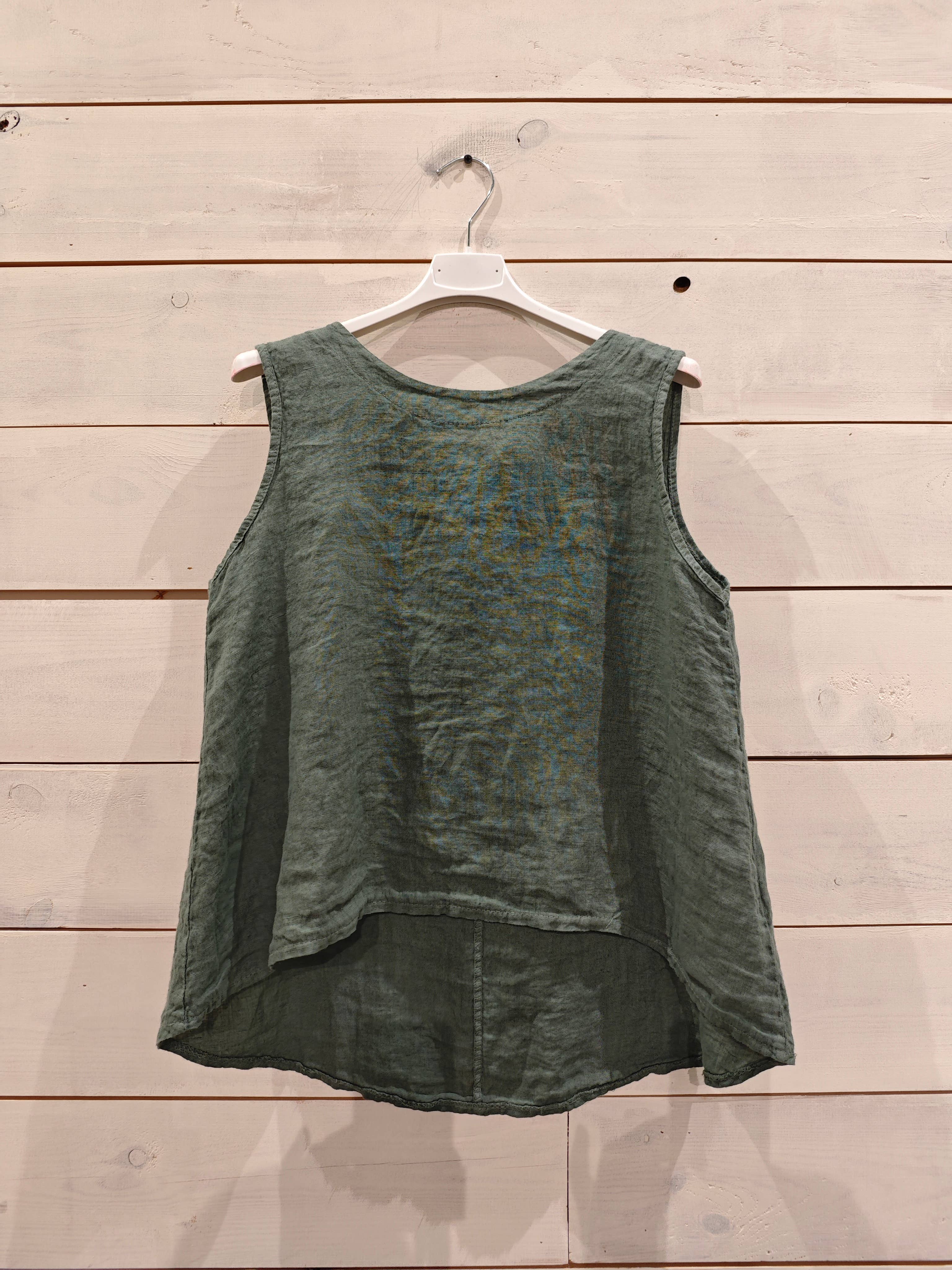 Linos y Textiles - Vendita all'ingrosso Camicetta - Donna - REF 15763 T-SHIRT CON MANICHE A SISA CON NASTRO IN 100% LINO2