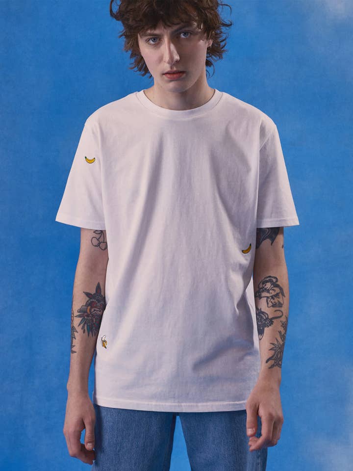 Bananas Embroidered T-Shirt White Men for wholesale by INGMARSON