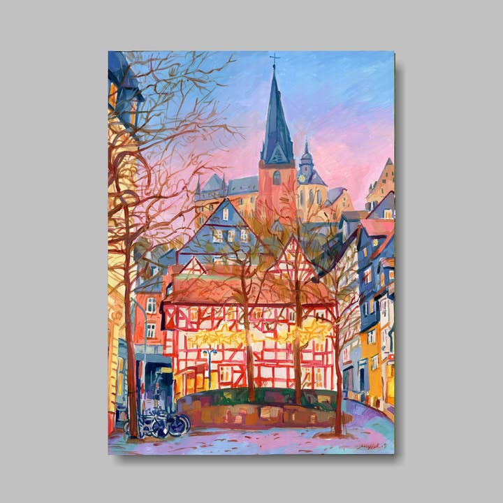 Atelier No.1 - Vente Cartes postales - Carte postale, DIN A6, paysage, peinture à l'huile, vieille ville0