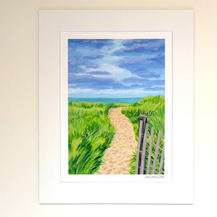 Cape Cod Beach Path with Fence Art Print for wholesale by Kelly Fuller