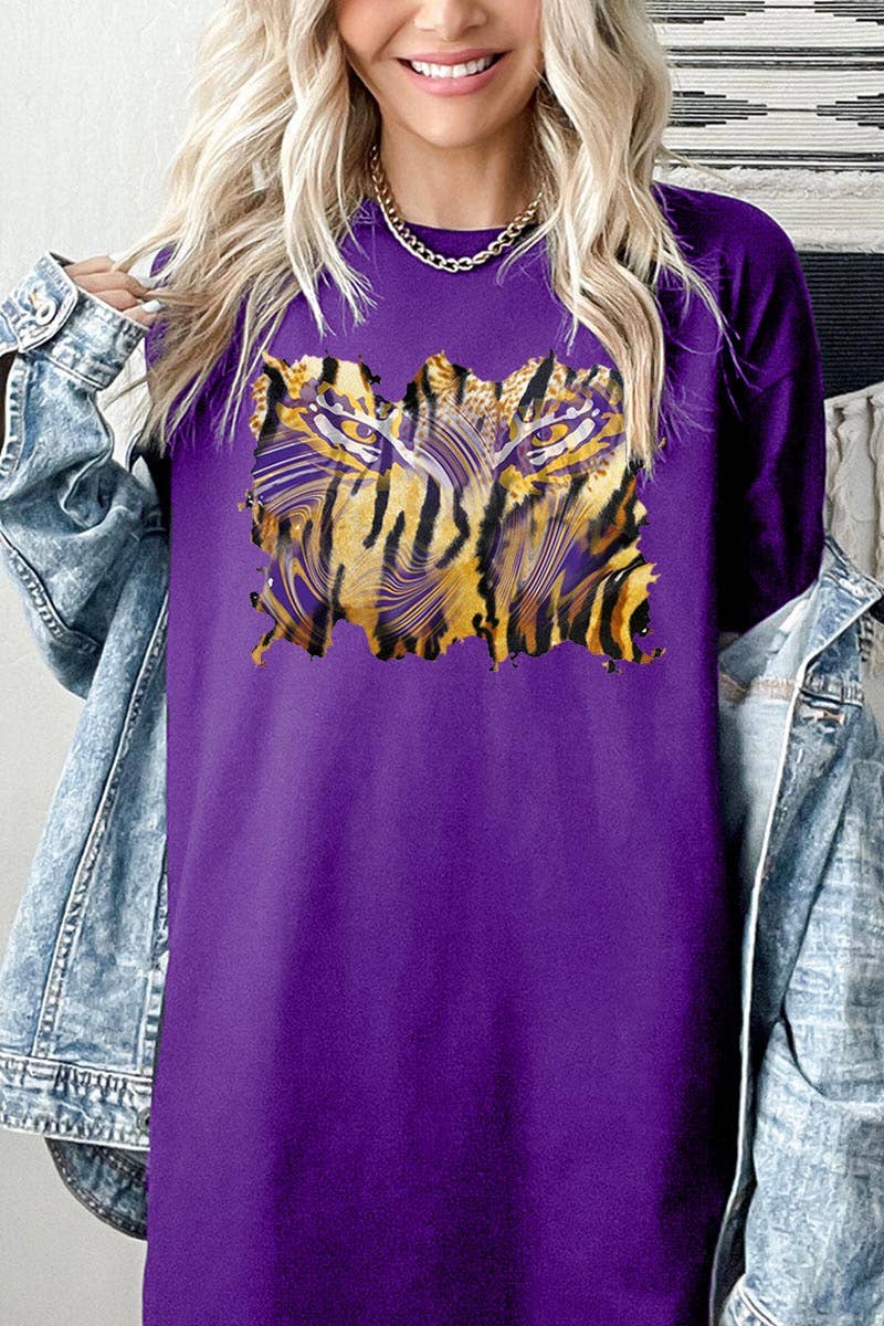 COLORBEAR - Wholesale T-Shirt (Graphic) - Women's - TIGER,LSU,FOOTBALL HEAVY COTTON UNISEX SHORT SLEEVE 10