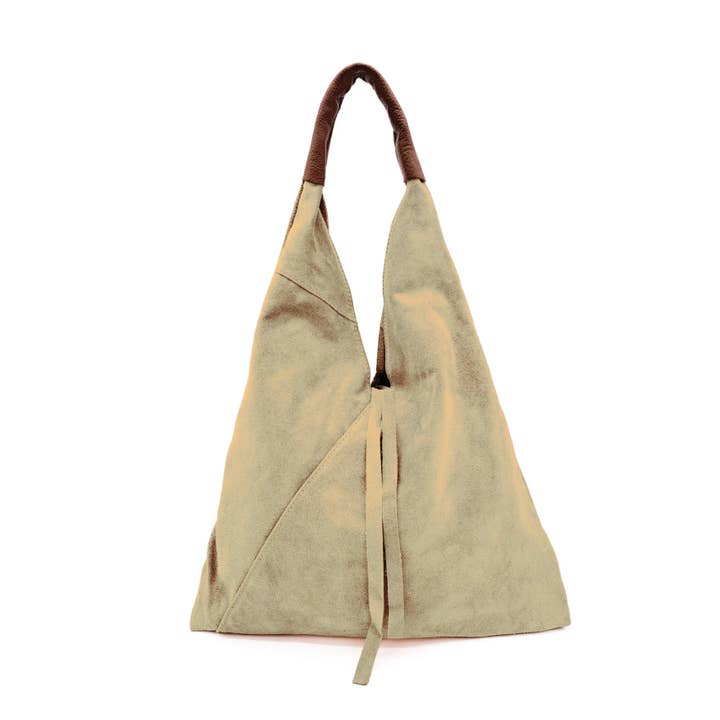 Ellas Trading - Wholesale Shoulder Bag - Women's - Drawstring Slouchy Italian Suede Tote Bag with Purse