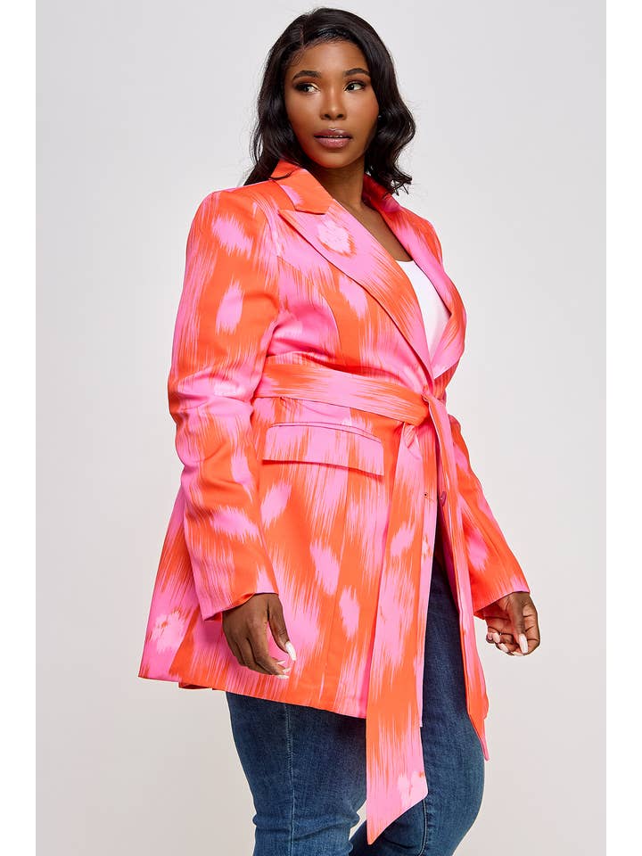 Namatt Design - Wholesale Blazer - Women's - Plus Long Sleeve Tie Waist Blazer9