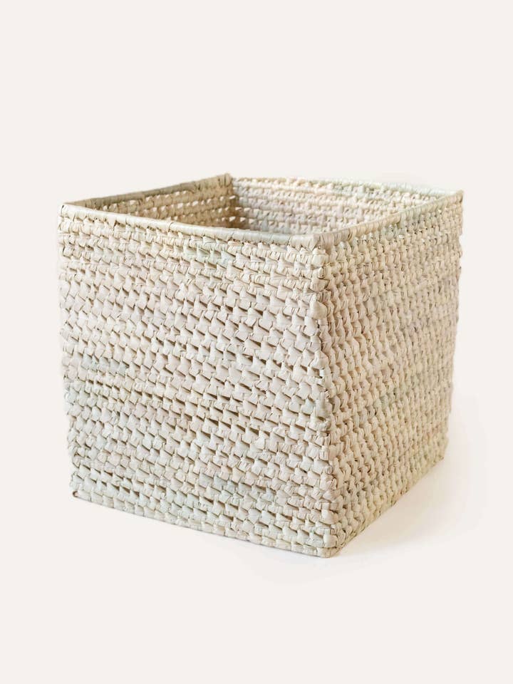 Square Open Weave Palm Leaf Basket for wholesale by Indego Africa