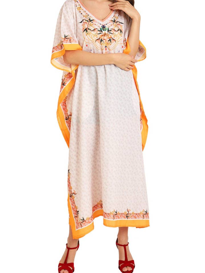 Guld Kvinder Lang Kaftan Sommer Kaftankjole Guld 152 S-3XL for engroshandel på Faire