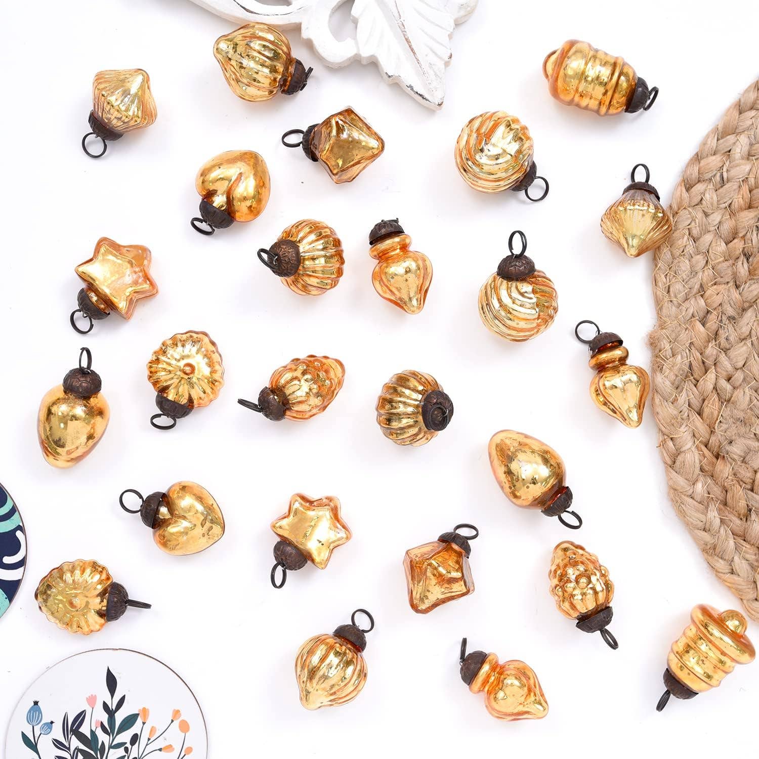 Or Lot de 25 décorations de Noël en verre doré en vente sur Faire2