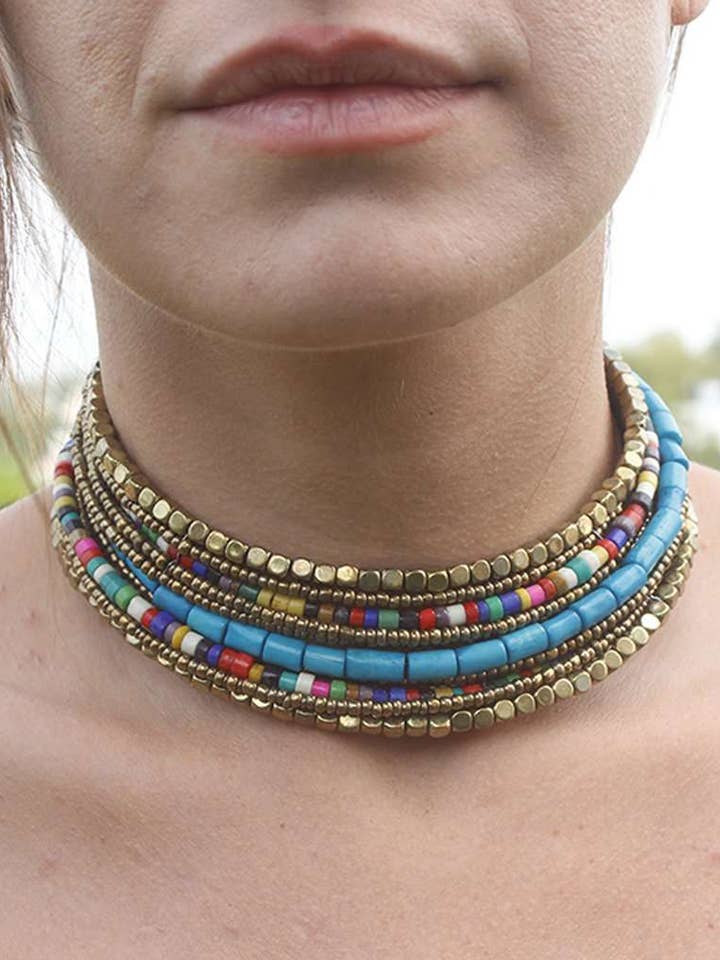Colourful Pharoah's Choker for wholesale by Urbiana